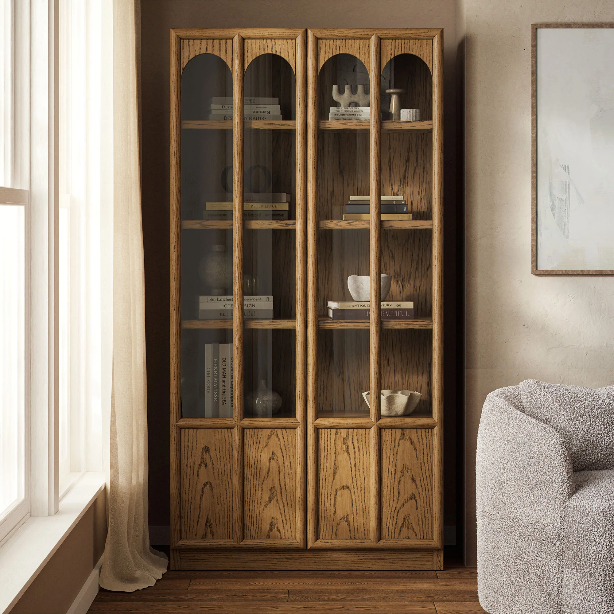 Anwen Solid Wood and Glass Display Cabinet by Modway - Image 17