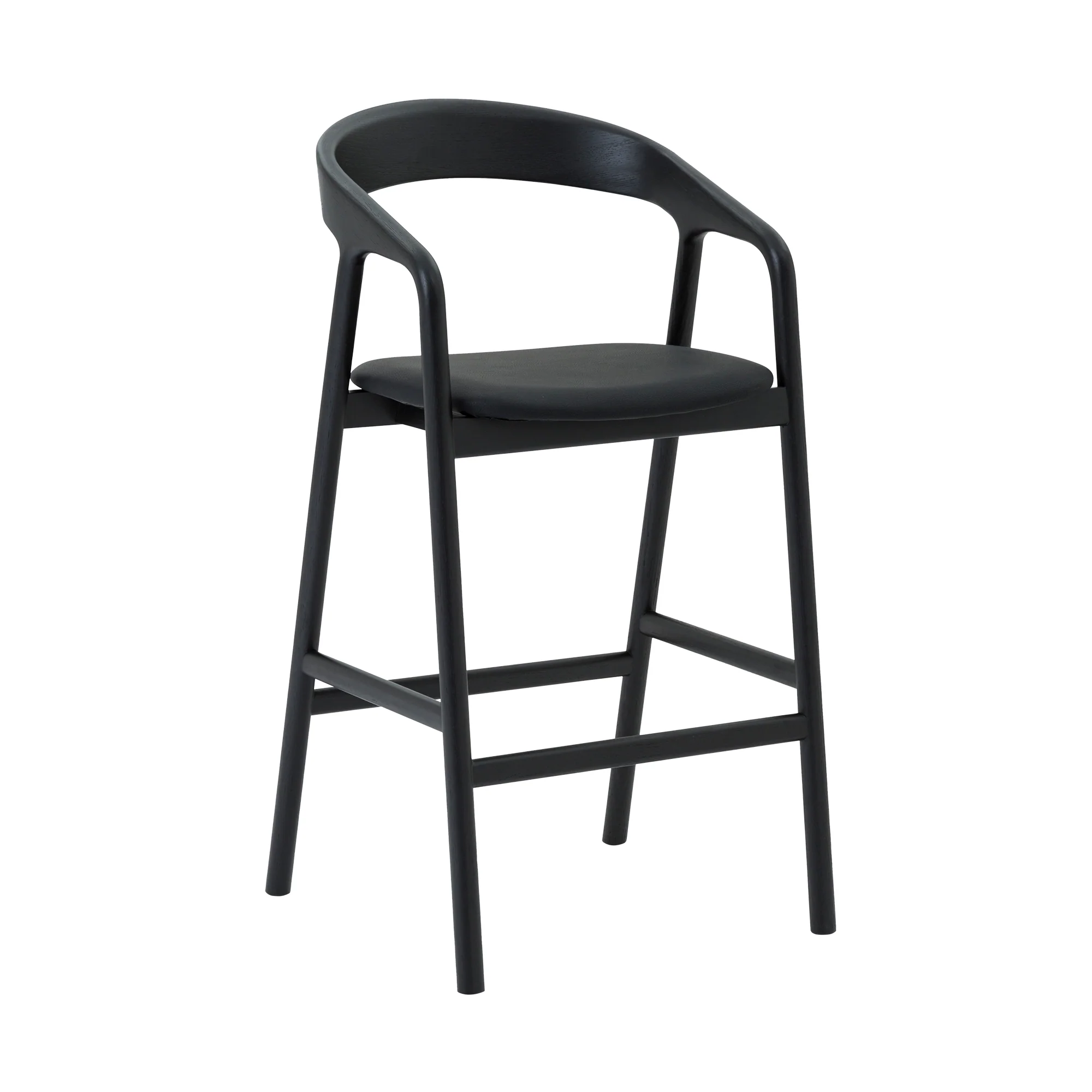 Apache Black Oak Wood and Faux Leather Bar Stool By Armen Living - Image 2
