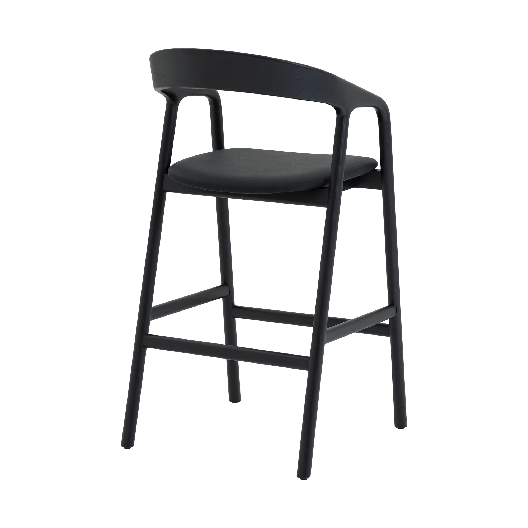 Apache Black Oak Wood and Faux Leather Bar Stool By Armen Living - Image 5