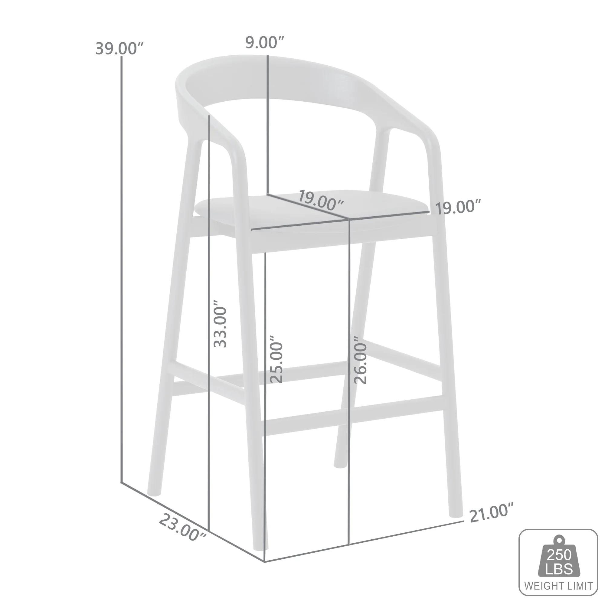 Apache Black Oak Wood and Faux Leather Counter Stool By Armen Living - Image 10
