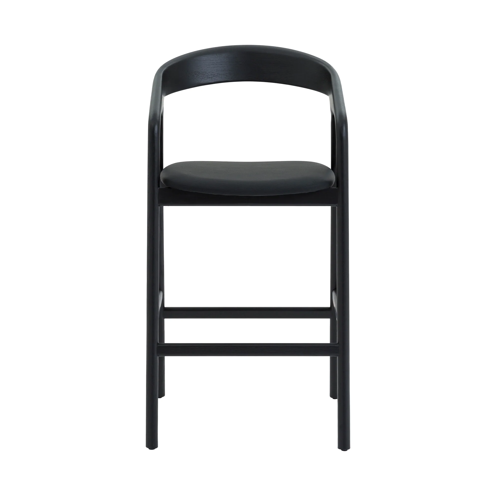 Apache Black Oak Wood and Faux Leather Counter Stool By Armen Living - Image 3