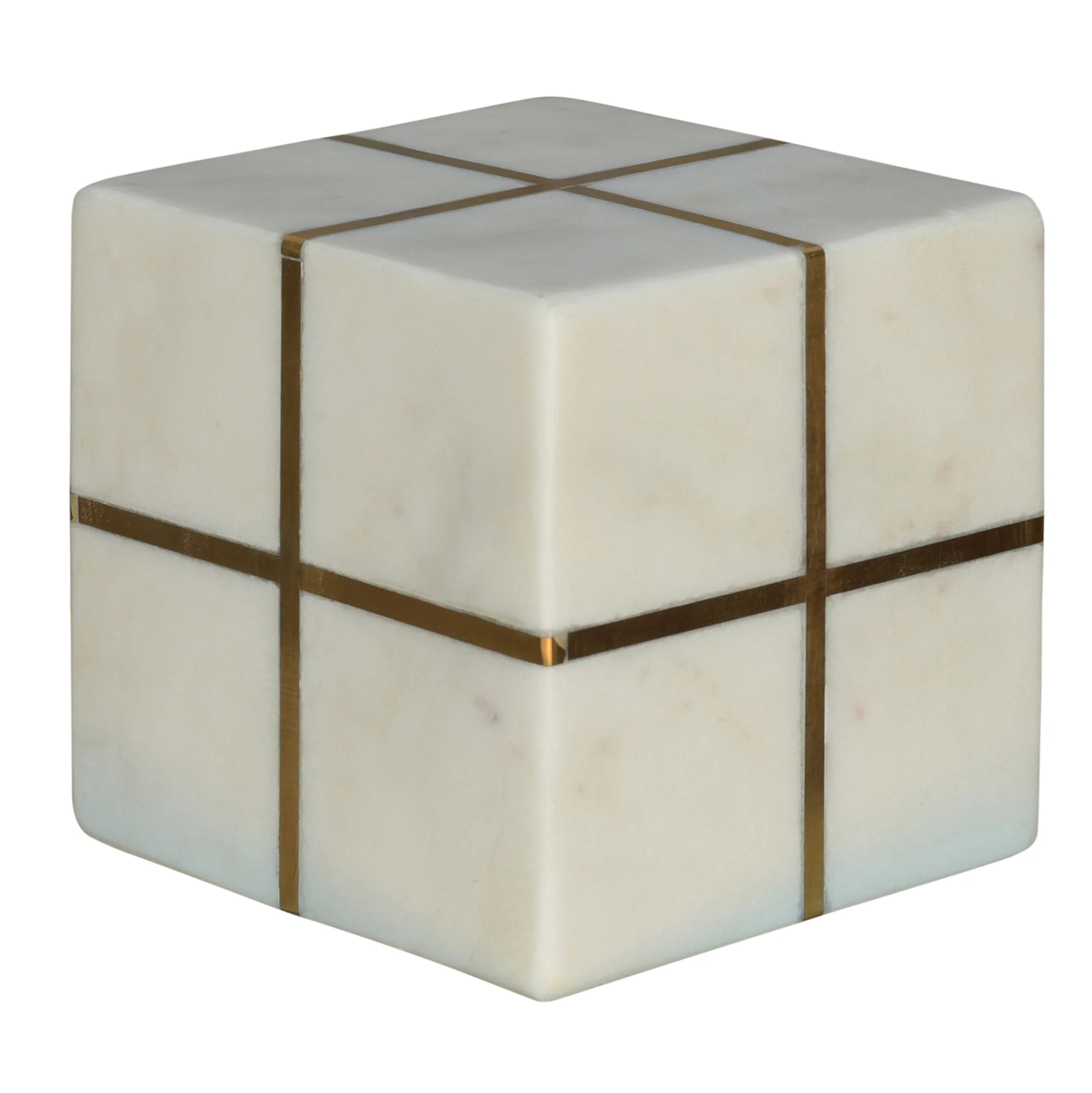 Aperture Cube, Brass & Marble Set Of 3 By HomArt - Image 2
