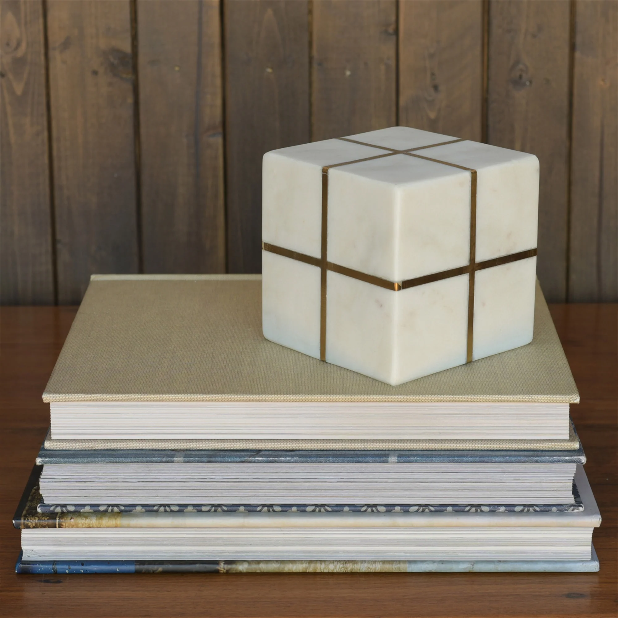 Aperture Cube, Brass & Marble Set Of 3 By HomArt - Image 3