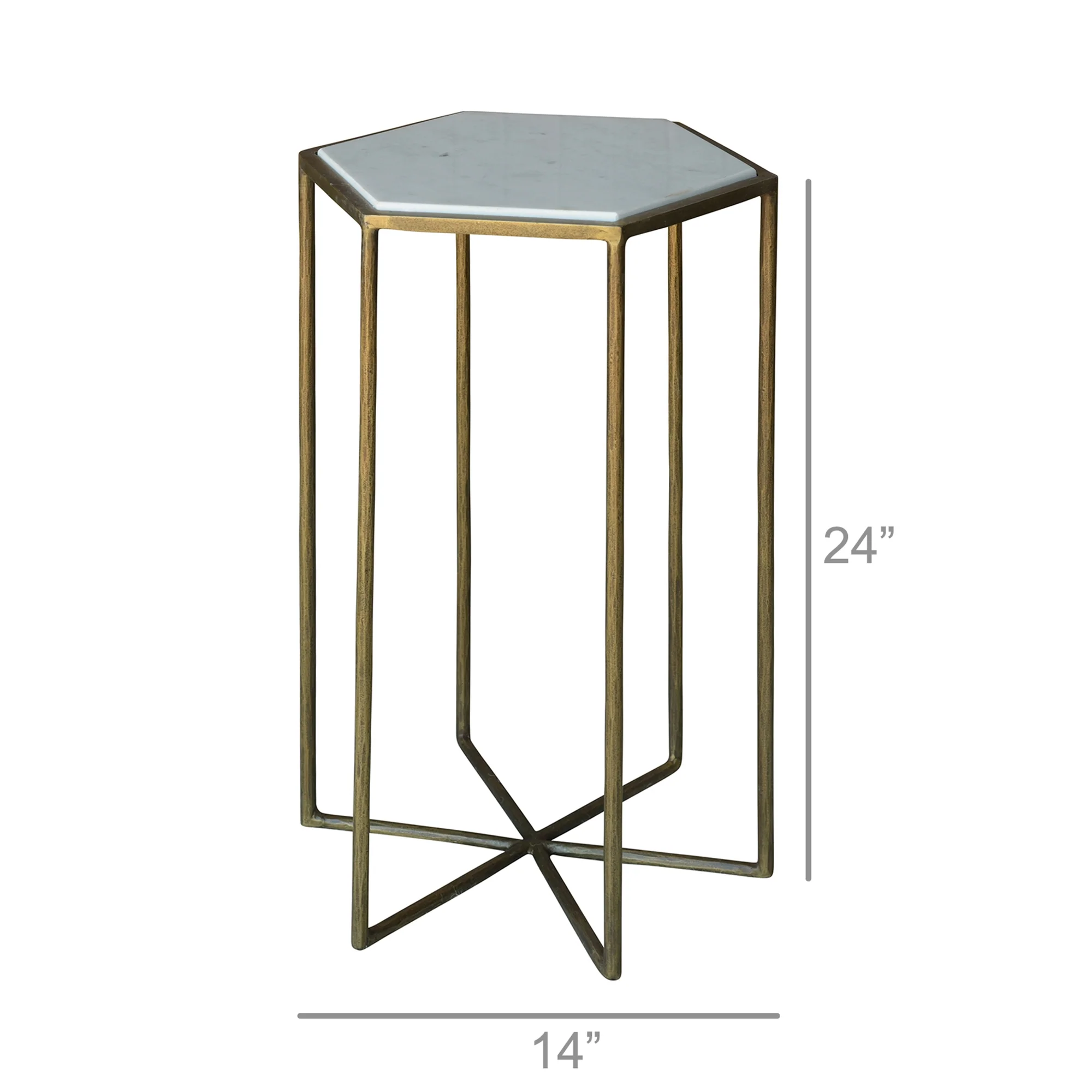Apex Side Table, Brass & White Marble By HomArt - Image 4