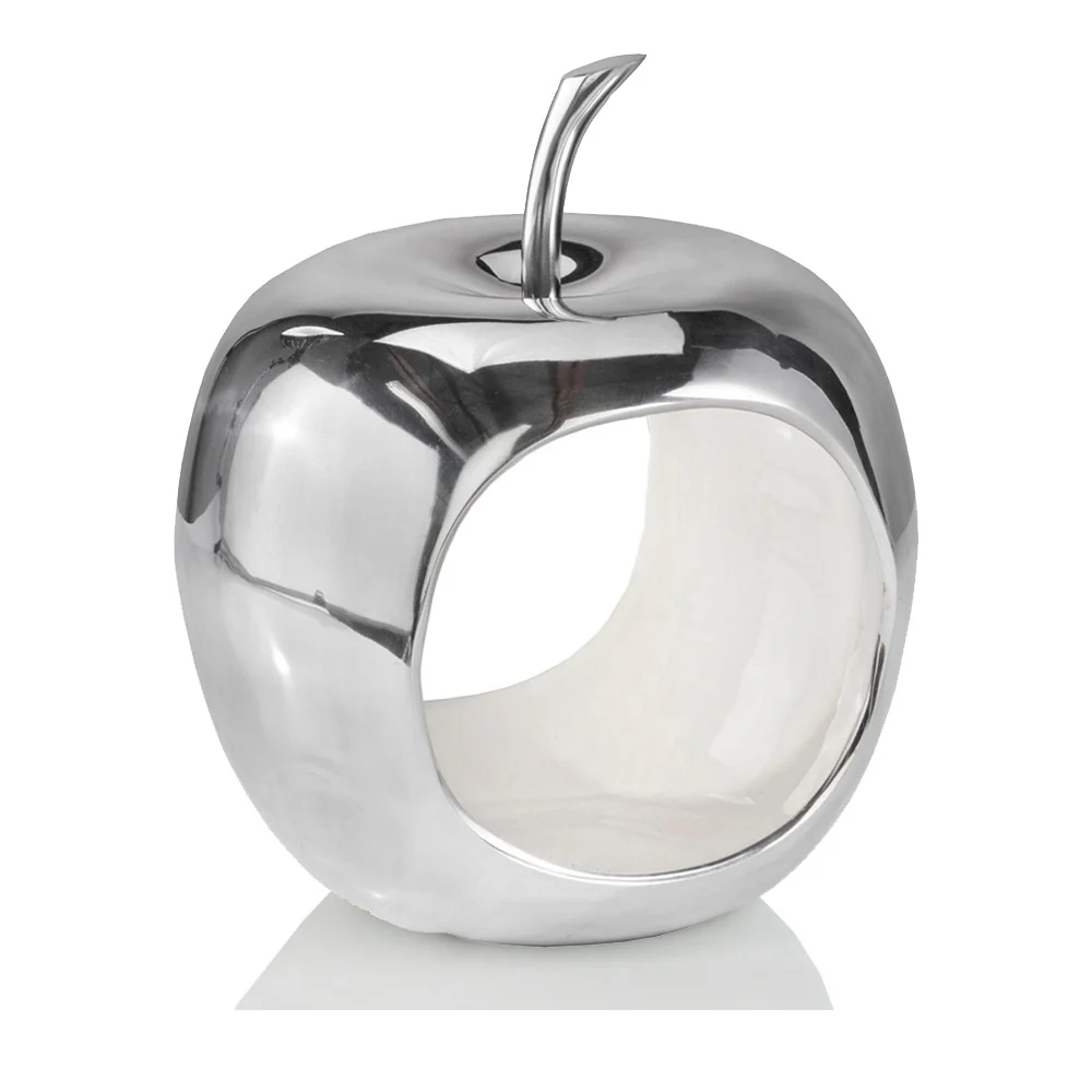 Apple Shaped Aluminum Decorative Accent Bowl By Homeroots - Image 2