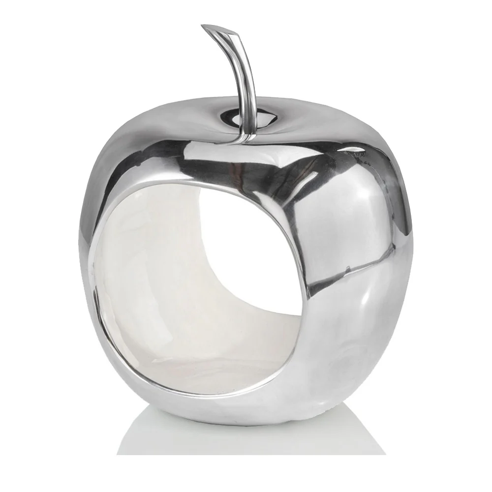 Apple Shaped Aluminum Decorative Accent Bowl By Homeroots - Image 3