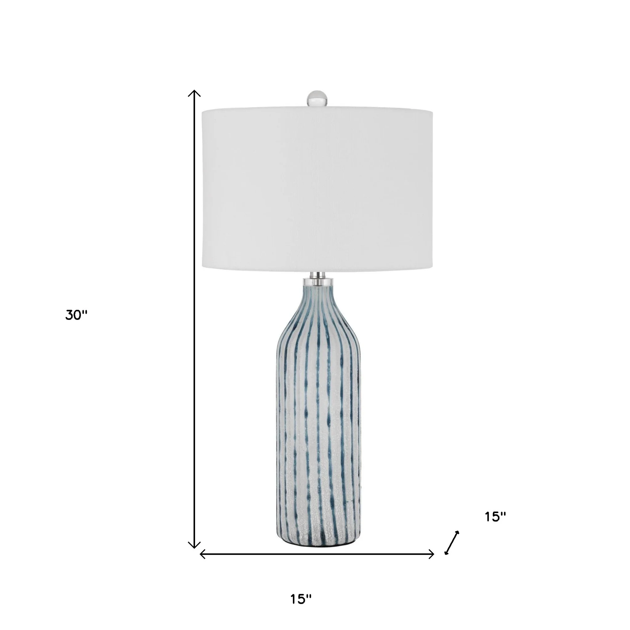 Aqua and Gray Glass Table Lamp With White Drum Shade By Homeroots - Image 4