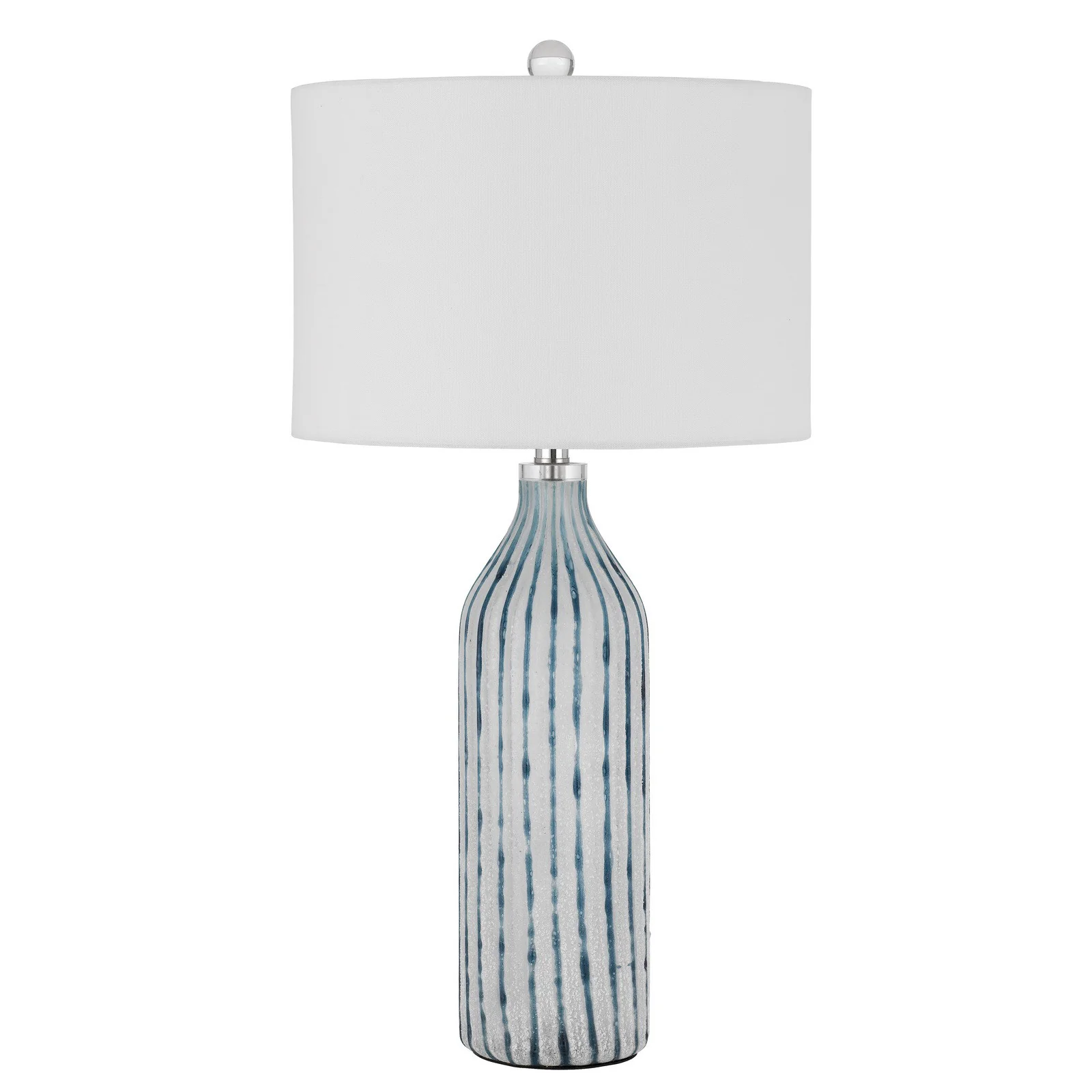 Aqua and Gray Glass Table Lamp With White Drum Shade By Homeroots - Image 5