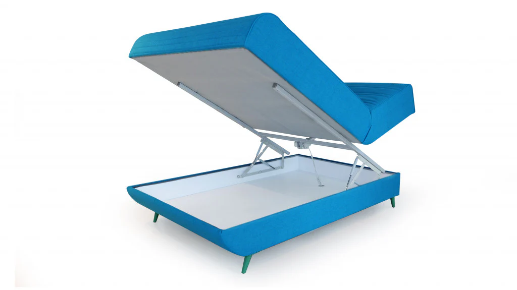 Aqua Blue Adjustable Hybrid Storage Bed with Full Mattress By Homeroots - Image 3