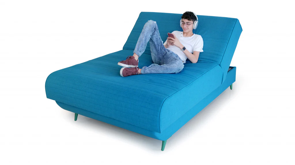 Aqua Blue Adjustable Hybrid Storage Bed with Full Mattress By Homeroots - Image 4