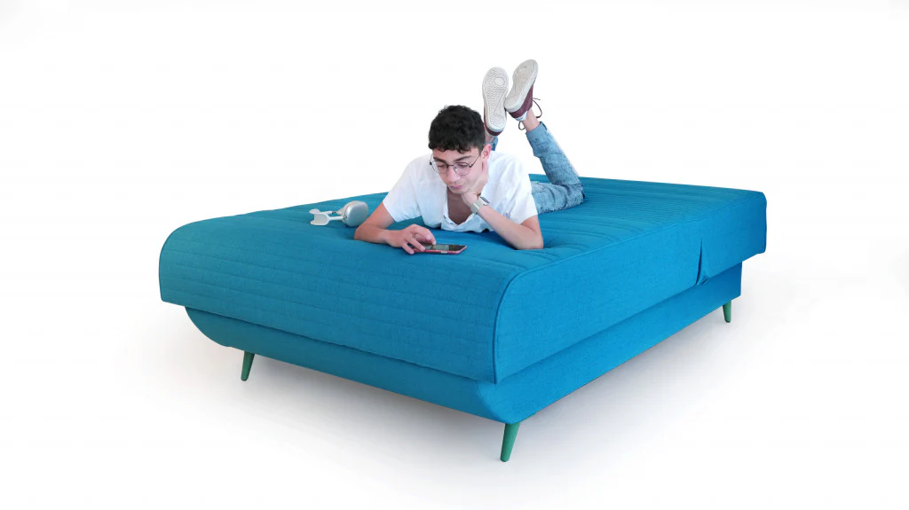 Aqua Blue Adjustable Hybrid Storage Bed with Full Mattress By Homeroots - Image 5