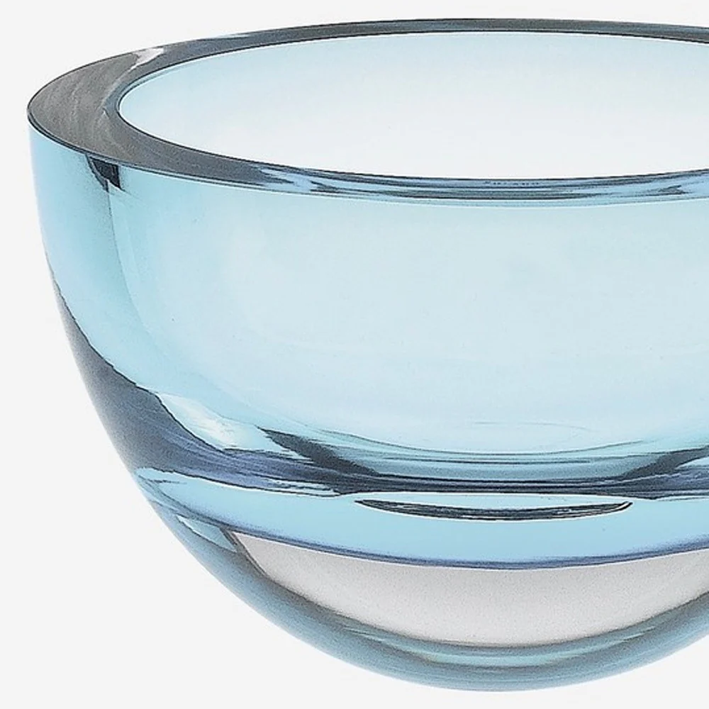 Aqua Blue Mouth Blown Polish Crystal Thick Walled Bowl By Homeroots - Image 4