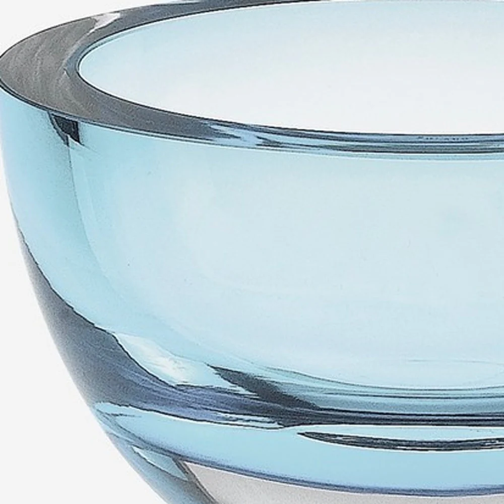 Aqua Blue Mouth Blown Polish Crystal Thick Walled Bowl By Homeroots - Image 5