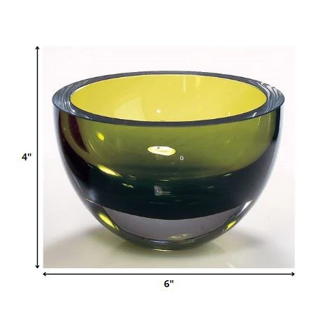 Aqua Blue Mouth Blown Polish Crystal Thick Walled Bowl By Homeroots - Image 7