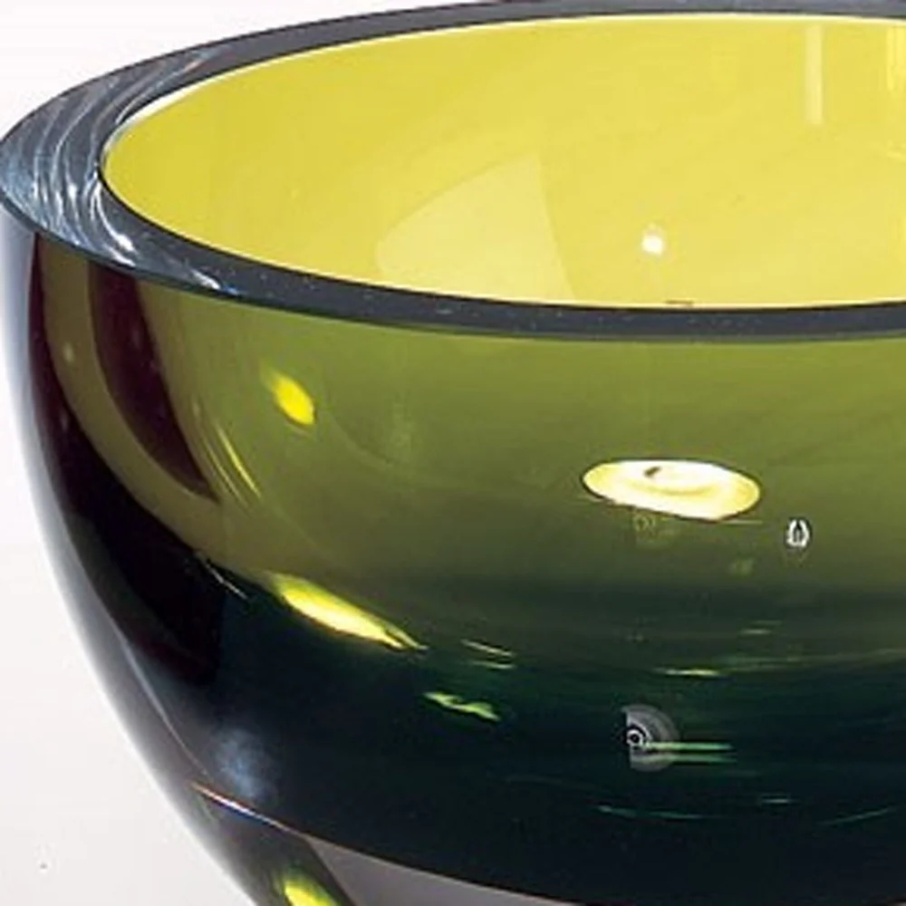 Aqua Blue Mouth Blown Polish Crystal Thick Walled Bowl By Homeroots - Image 9