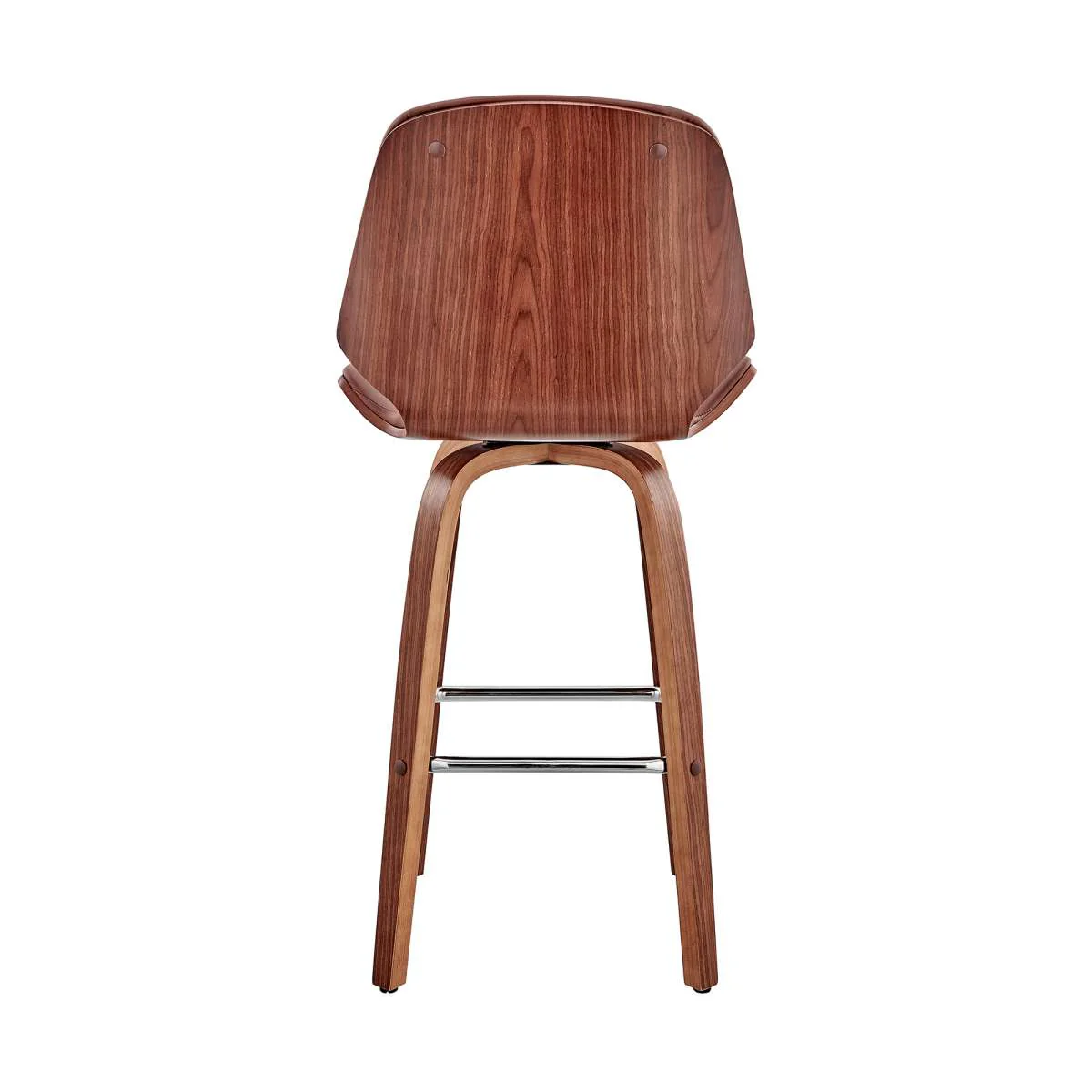 Arabela 26" Gray Faux Leather and Black Wood Swivel Bar Stool By Armen Living - Image 11