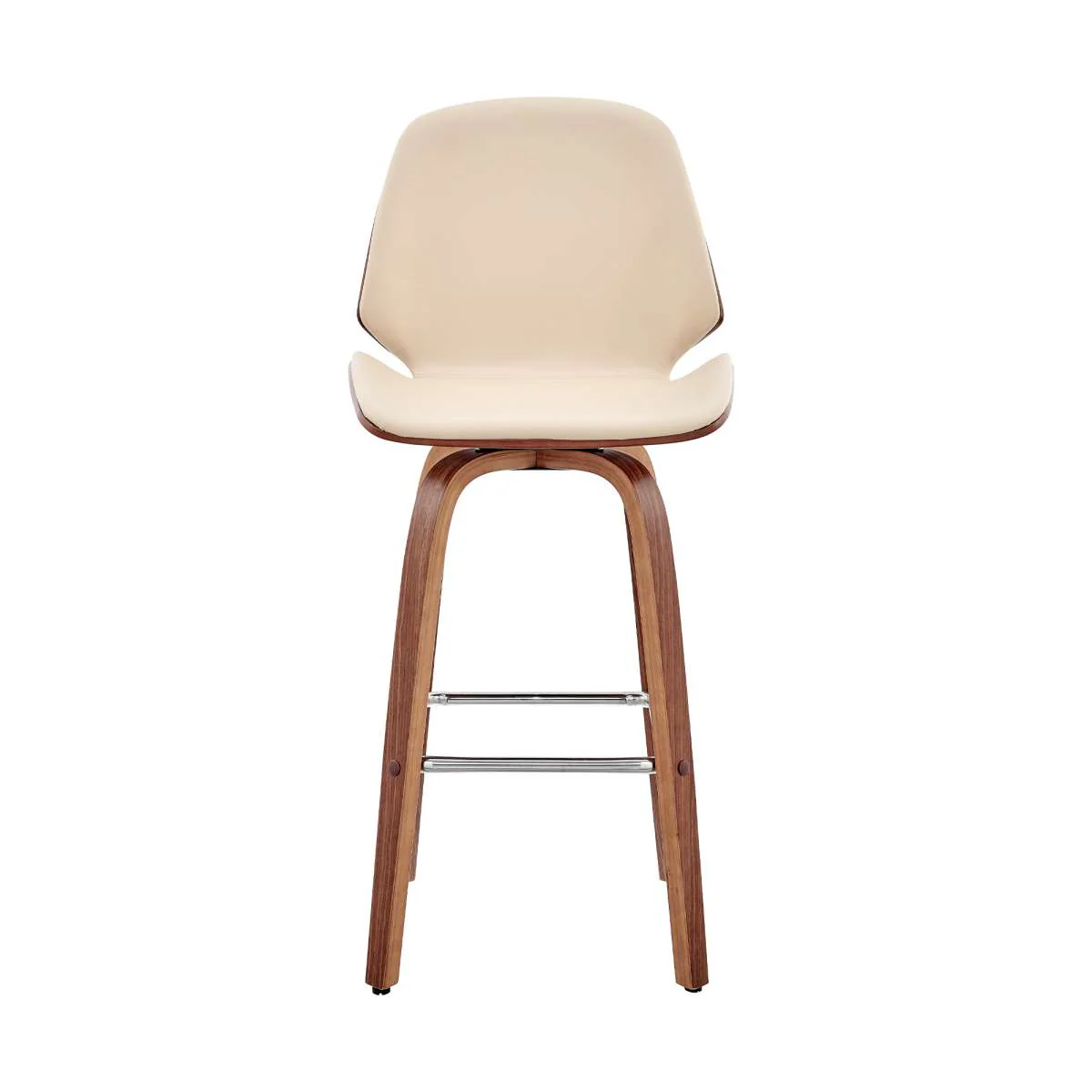 Arabela 26" Gray Faux Leather and Black Wood Swivel Bar Stool By Armen Living - Image 16