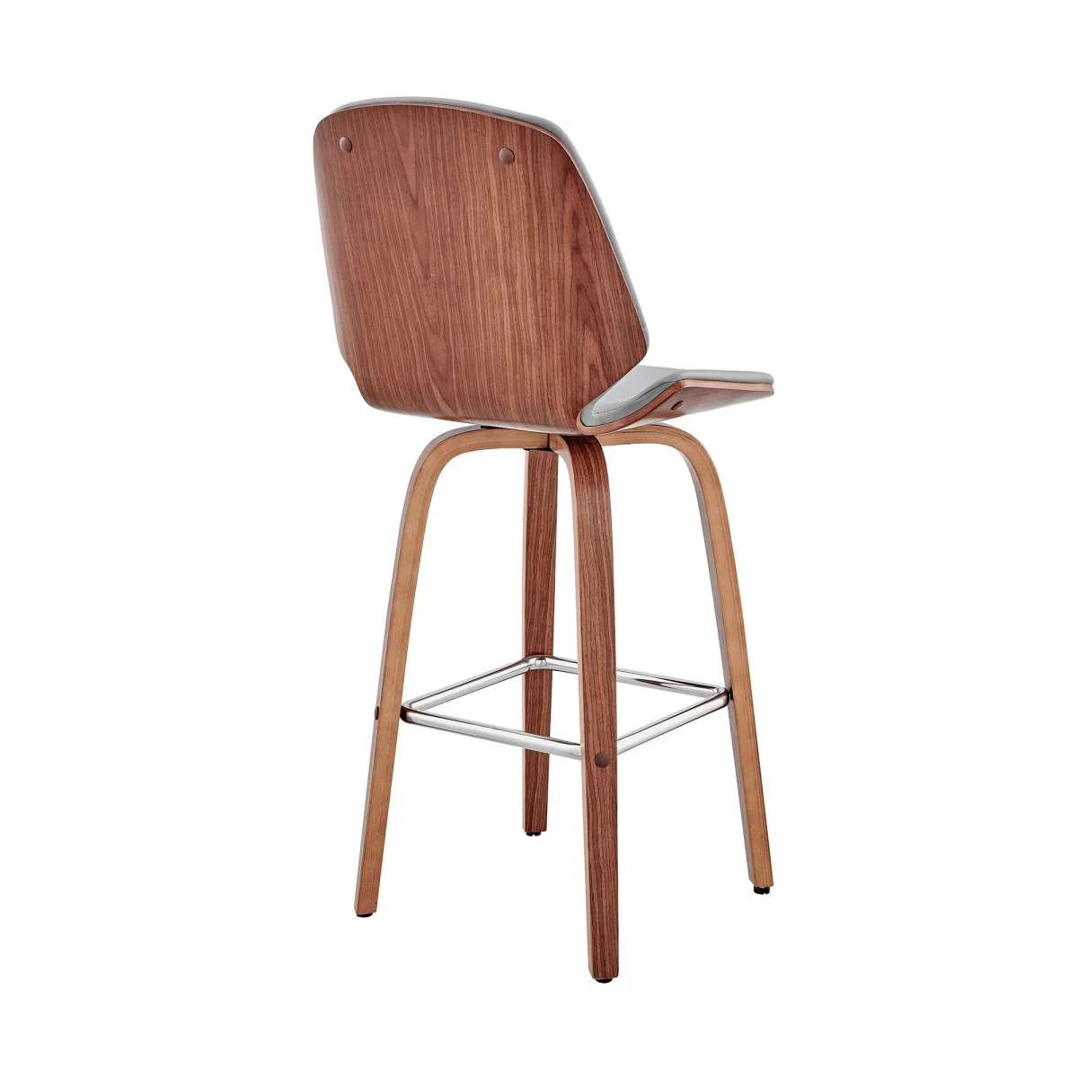 Arabela 26" Gray Faux Leather and Black Wood Swivel Bar Stool By Armen Living - Image 24