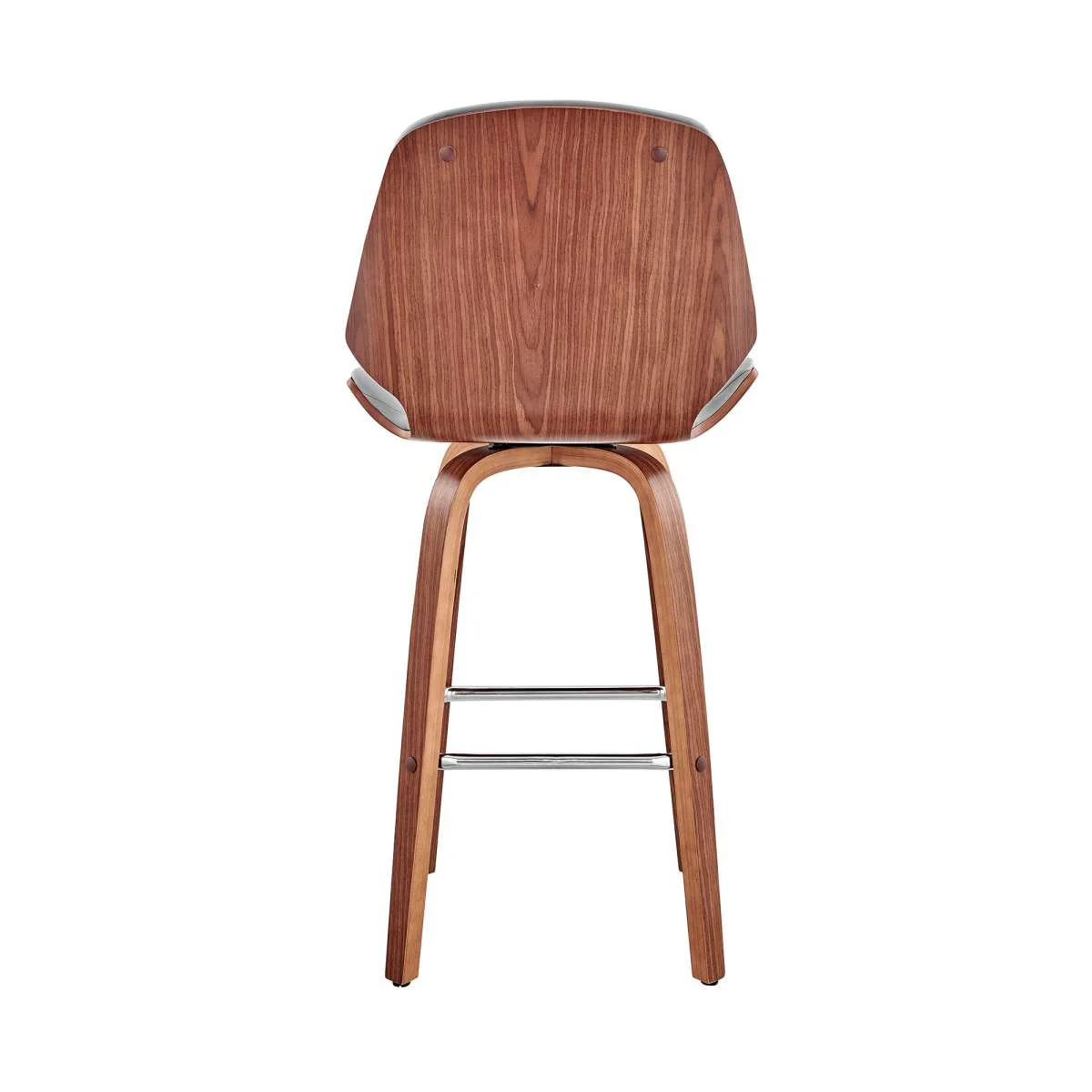 Arabela 26" Gray Faux Leather and Black Wood Swivel Bar Stool By Armen Living - Image 25