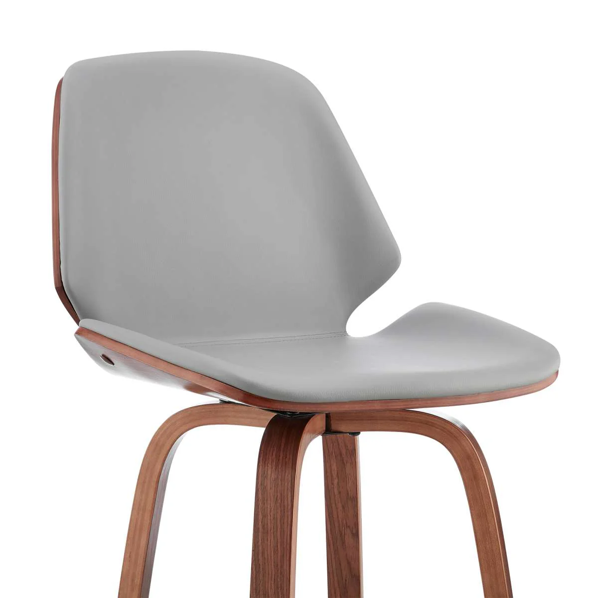 Arabela 26" Gray Faux Leather and Black Wood Swivel Bar Stool By Armen Living - Image 26