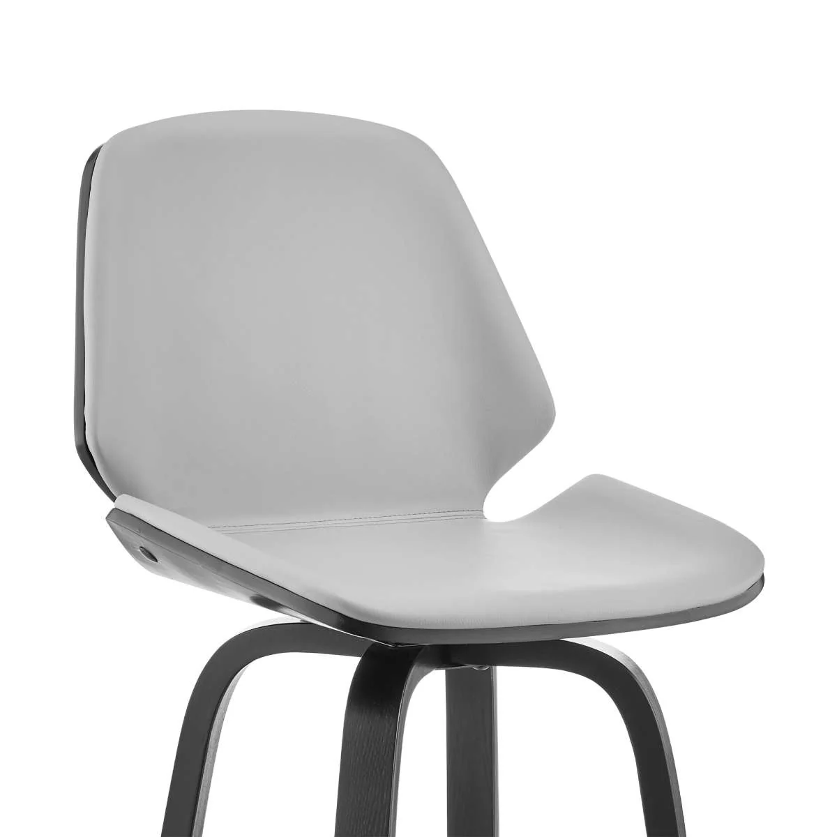 Arabela 26" Gray Faux Leather and Black Wood Swivel Bar Stool By Armen Living - Image 5