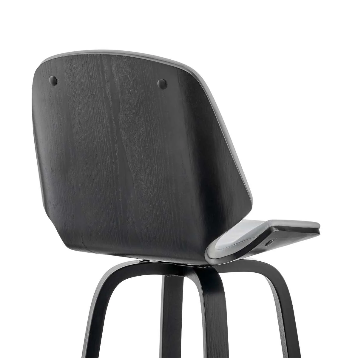 Arabela 26" Gray Faux Leather and Black Wood Swivel Bar Stool By Armen Living - Image 6