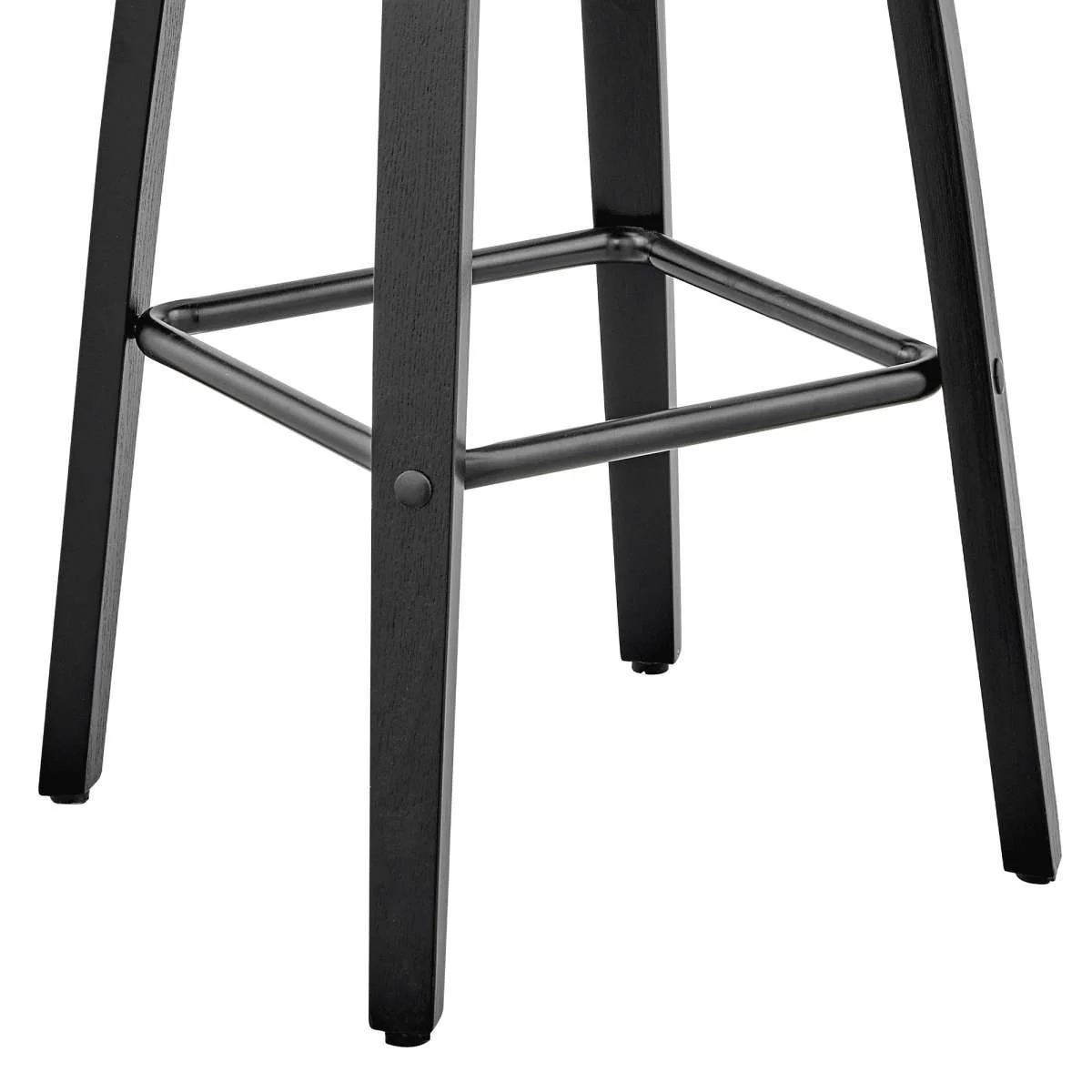 Arabela 26" Gray Faux Leather and Black Wood Swivel Bar Stool By Armen Living - Image 7