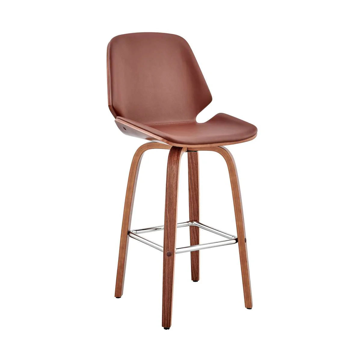 Arabela 26" Gray Faux Leather and Black Wood Swivel Bar Stool By Armen Living - Image 8