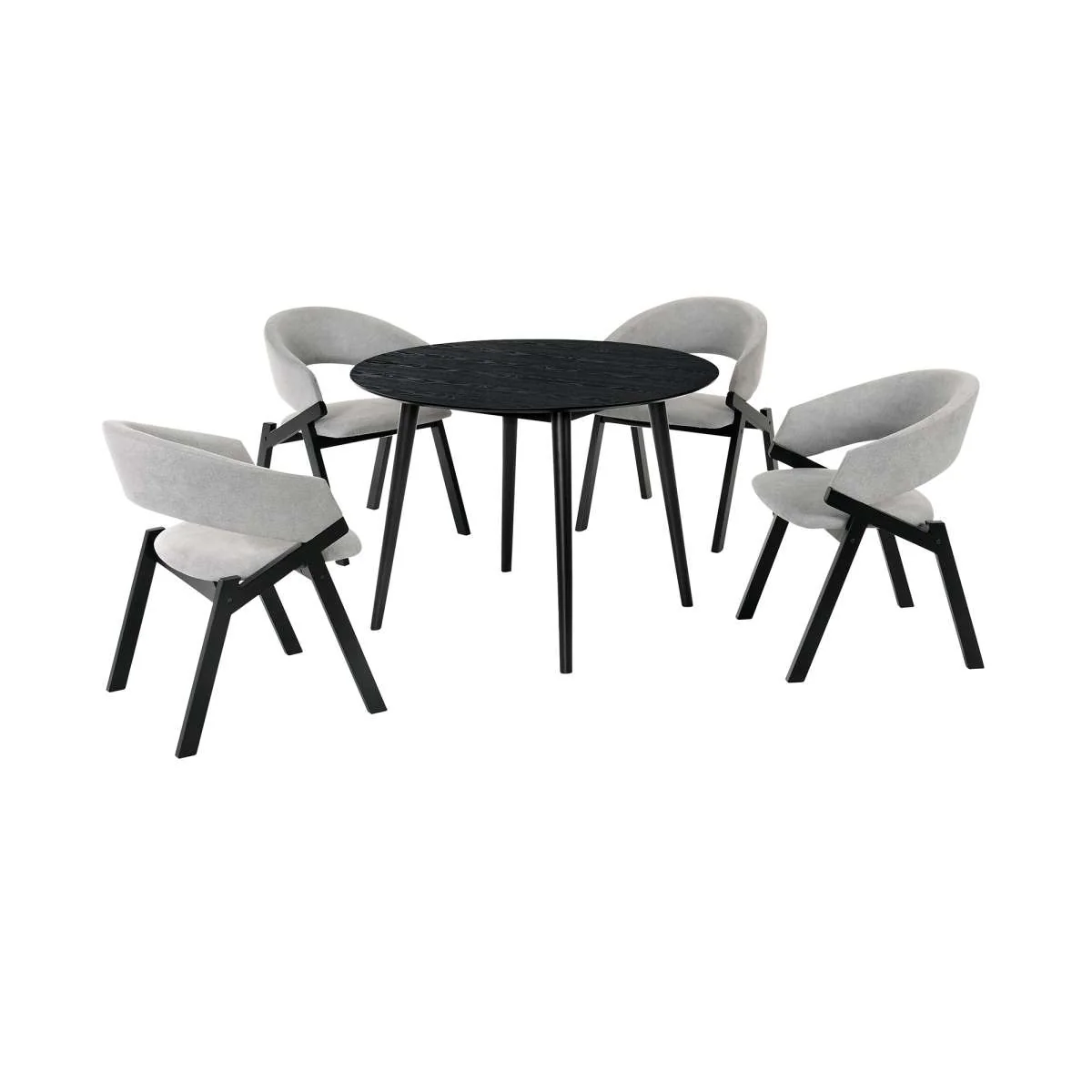 Arcadia and Talulah 42" Round Grey and Black Wood 5 Piece Dining Set By Armen Living - Image 2