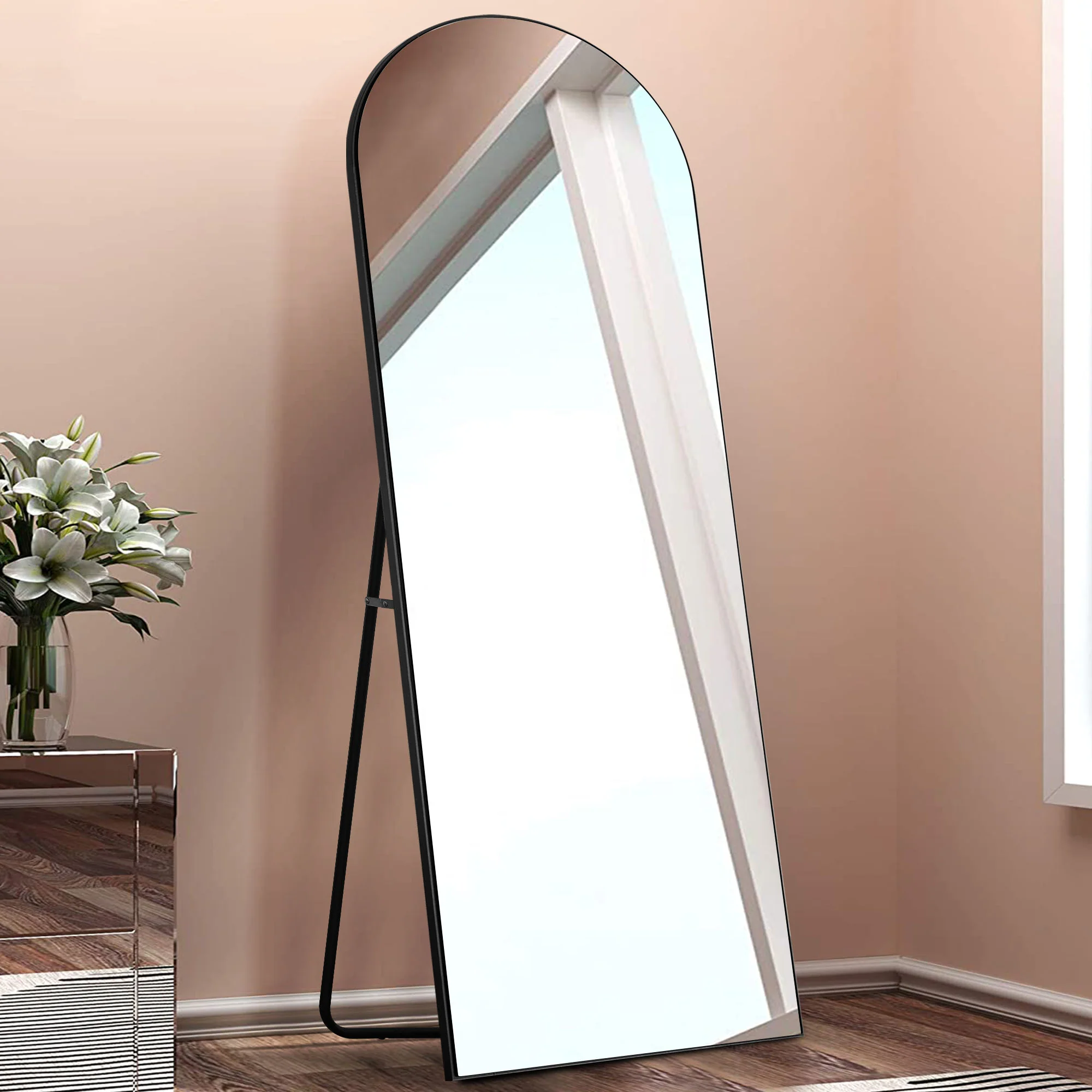 Arched Gold Standing Mirror By Homeroots - Image 7