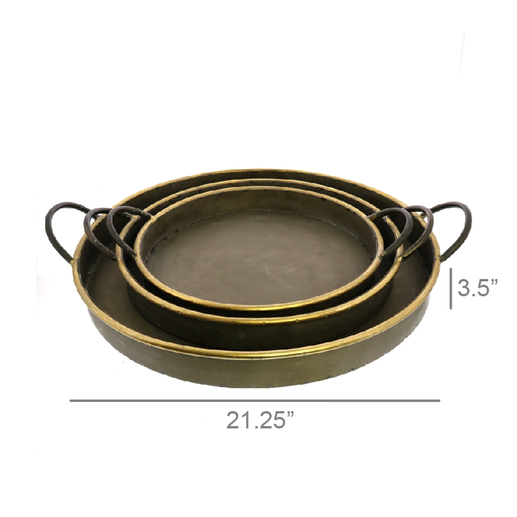 Archer Galvanized Trays, Round - Set of 3 By HomArt - Image 6
