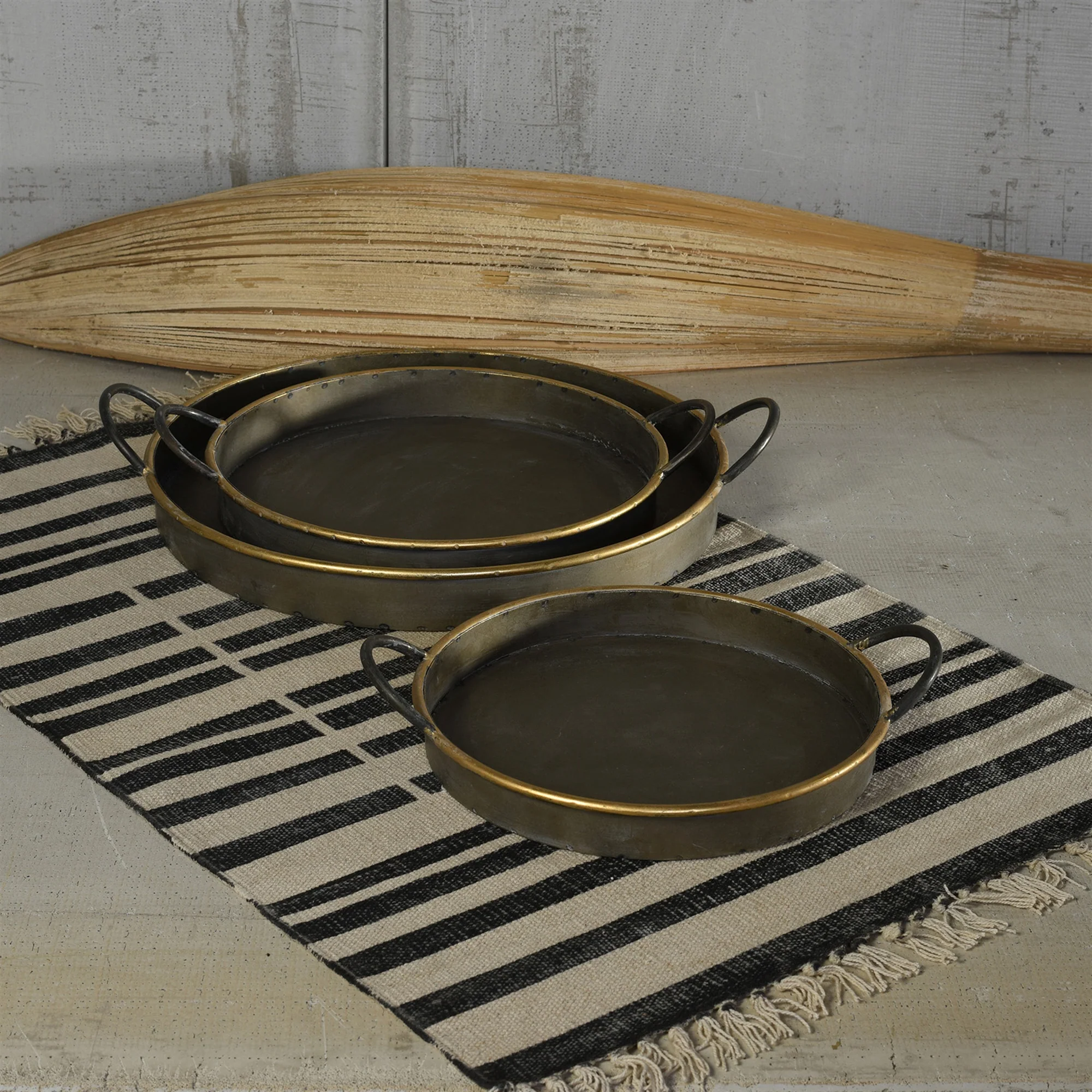 Archer Galvanized Trays, Round - Set of 3 By HomArt - Image 7