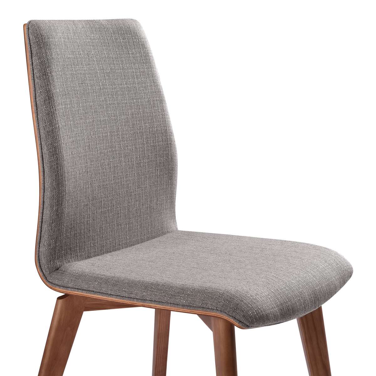 Archie Mid-Century Dining Chair in Walnut Finish and Gray Fabric - Set of 2 By Armen Living - Image 3