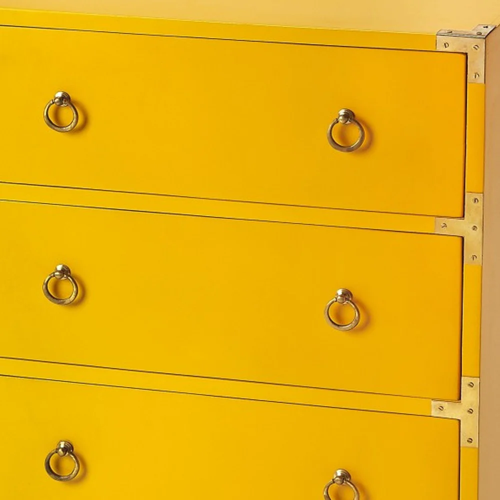 Ardennes Yellow Campaign Accent Chest By Homeroots - Image 3