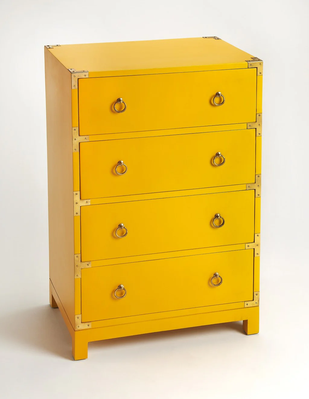 Ardennes Yellow Campaign Accent Chest By Homeroots - Image 5
