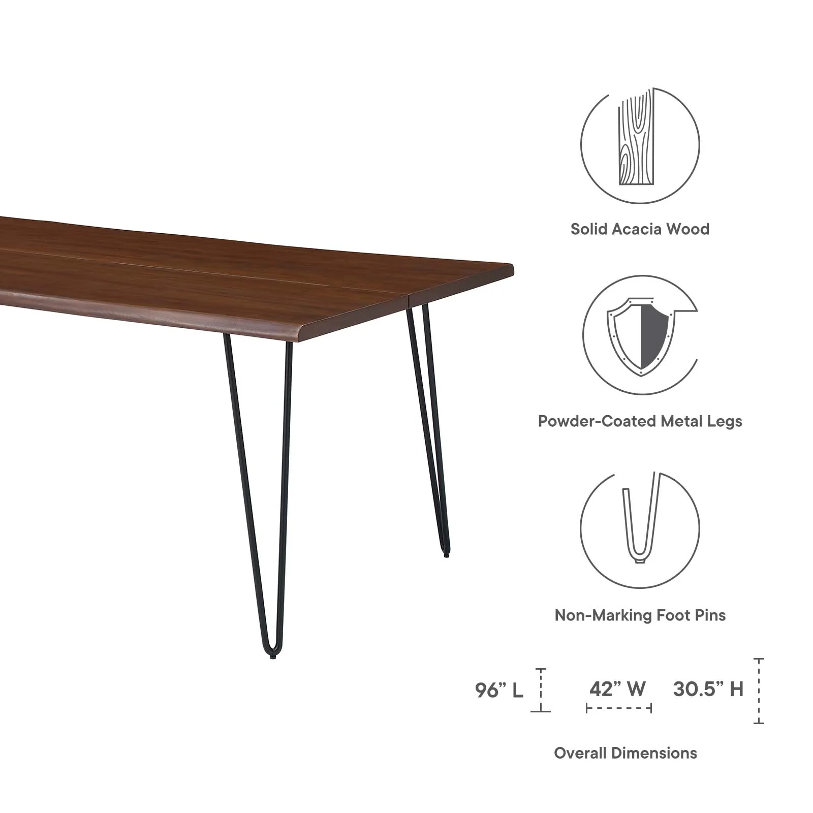 Ardor 96" Live Edge Acacia Wood Dining Table By Modway - EEI-6072 - Image 10