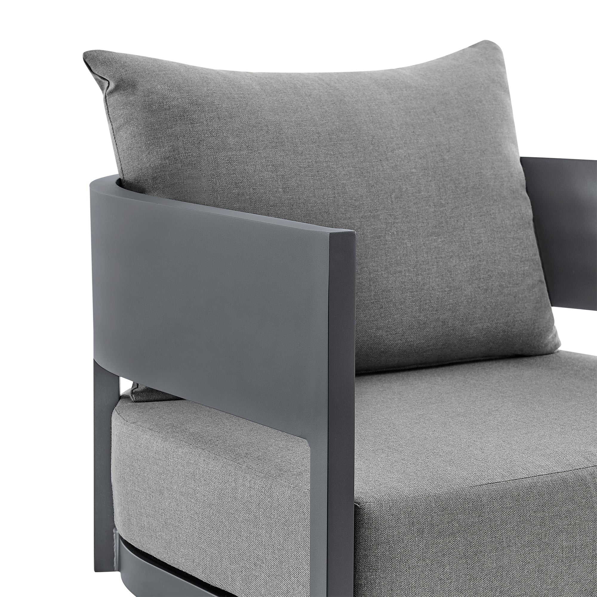 Argiope 3 Piece Patio Outdoor Swivel Seating Set in Dark Grey Aluminum with Grey Cushions By Armen Living - Image 10