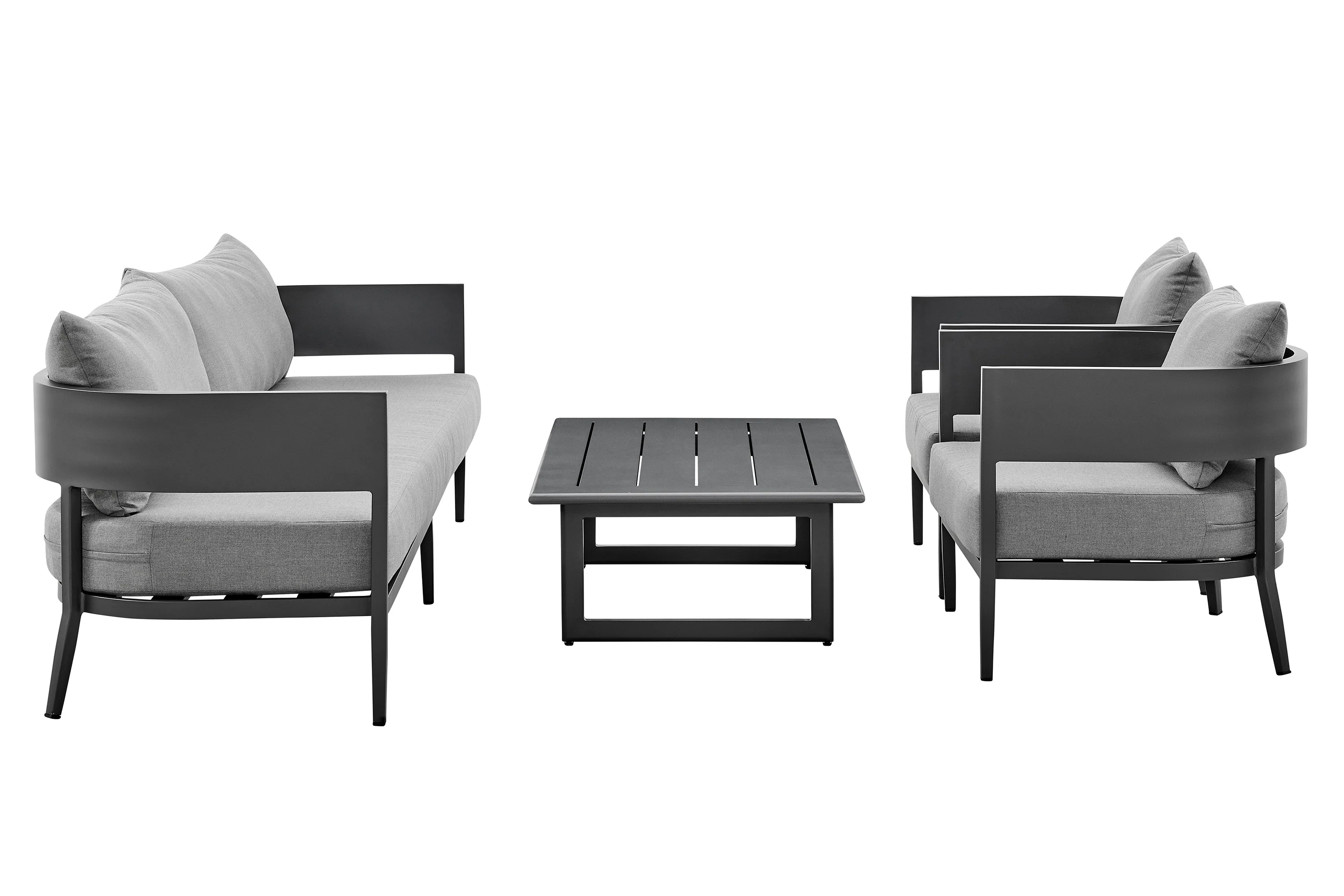 Argiope 4 Piece Outdoor Dark Gray Aluminum & Fabric Outdoor Conversation Set By Armen Living - Image 2