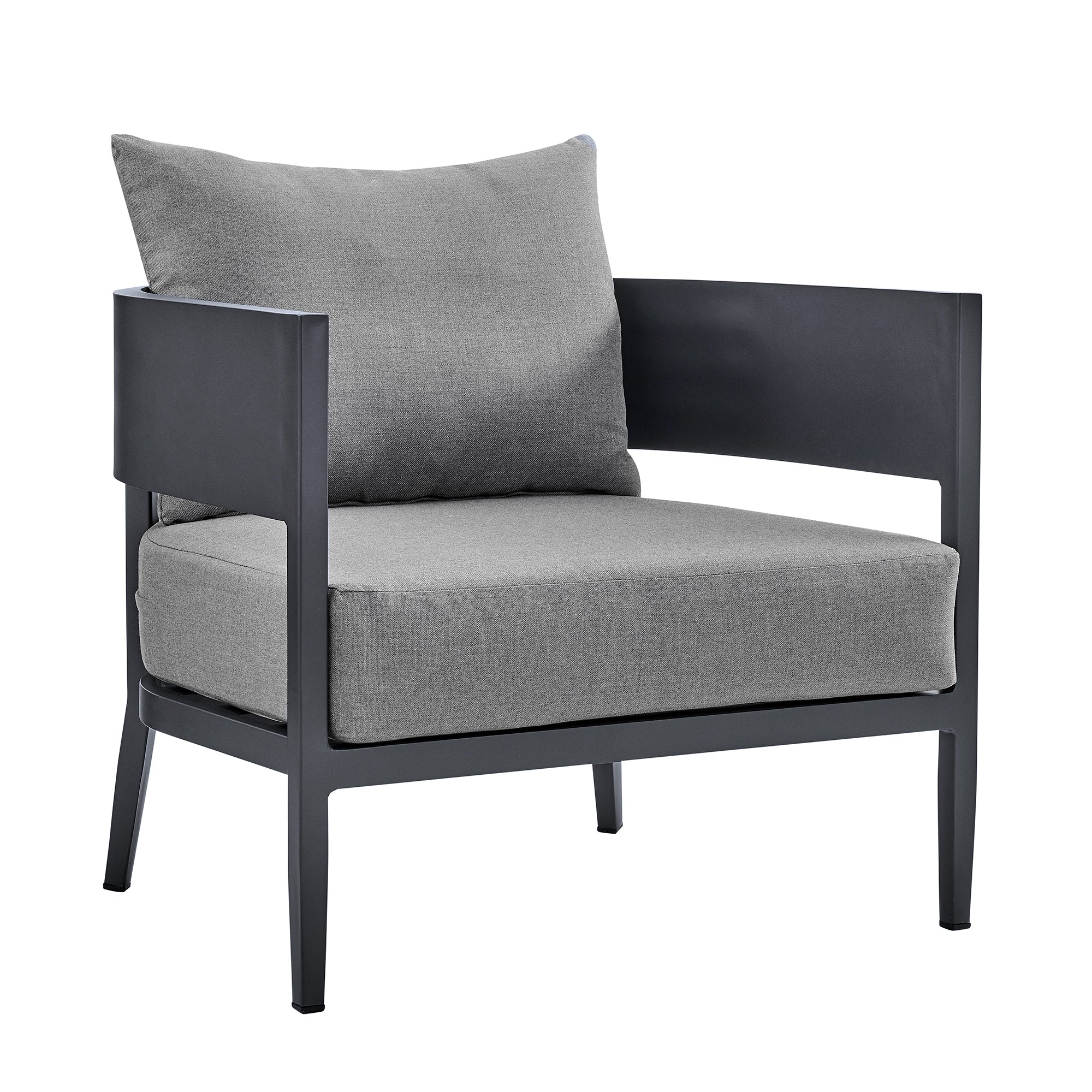 Argiope 4 Piece Outdoor Dark Gray Aluminum & Fabric Outdoor Conversation Set By Armen Living - Image 5