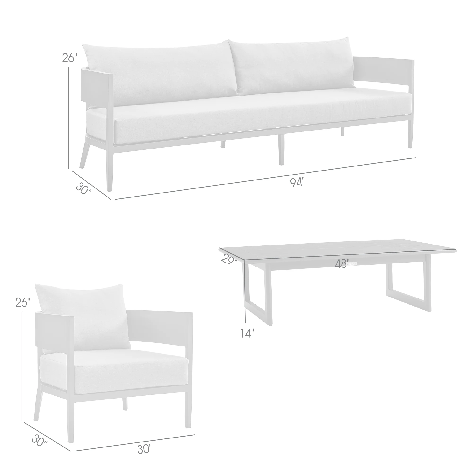 Argiope 4 Piece Outdoor Dark Gray Aluminum & Fabric Outdoor Conversation Set By Armen Living - Image 9