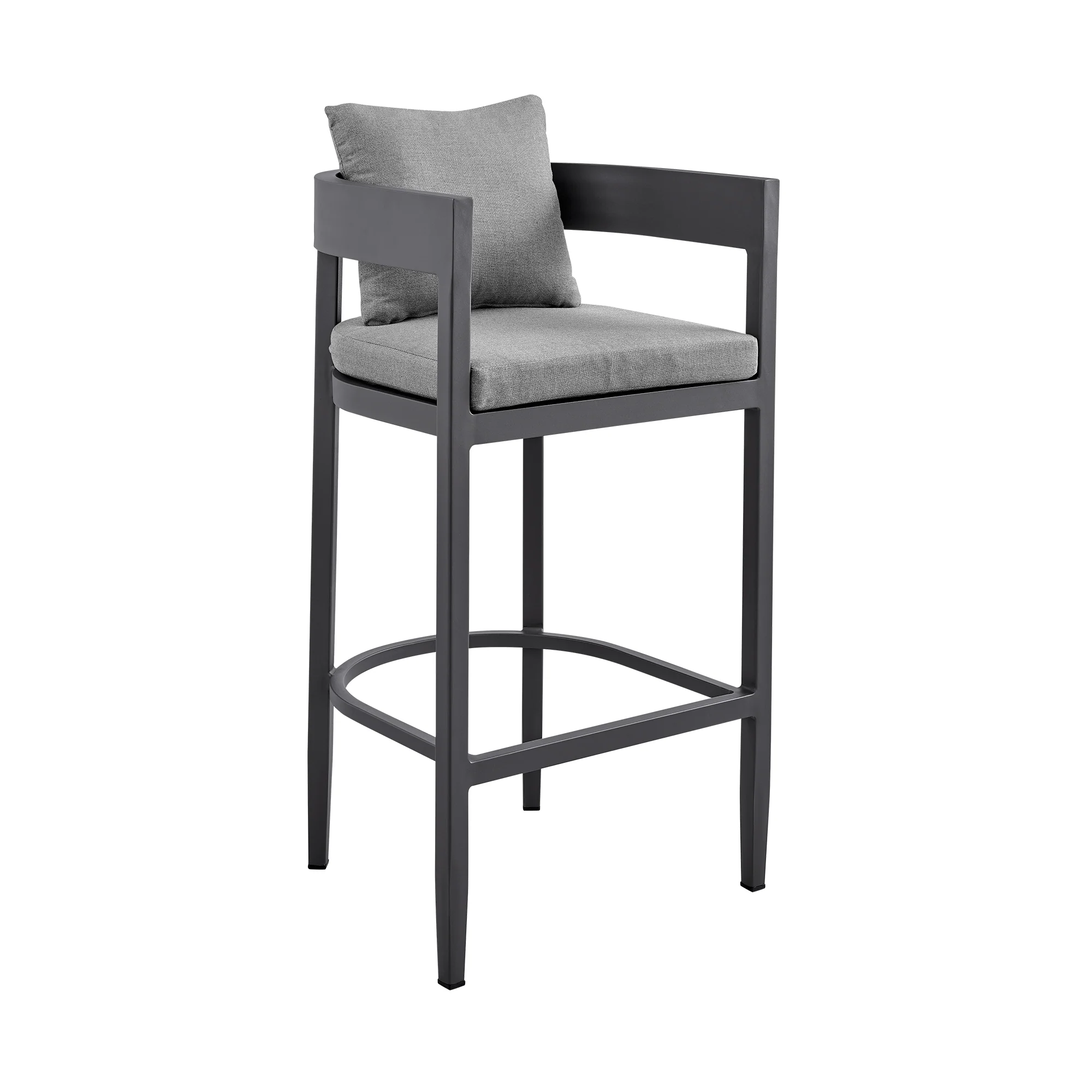 Argiope Outdoor Patio 5-Piece Bar Table Set in Aluminum with Grey Cushions By Armen Living - Image 3
