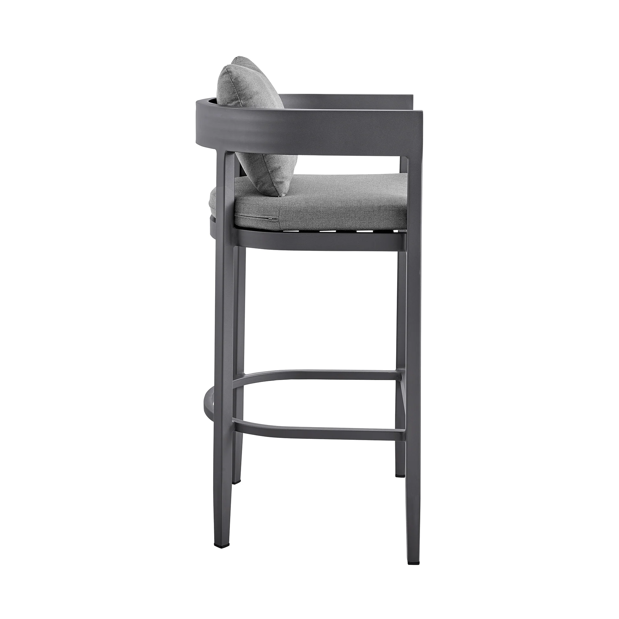 Argiope Outdoor Patio 5-Piece Bar Table Set in Aluminum with Grey Cushions By Armen Living - Image 4