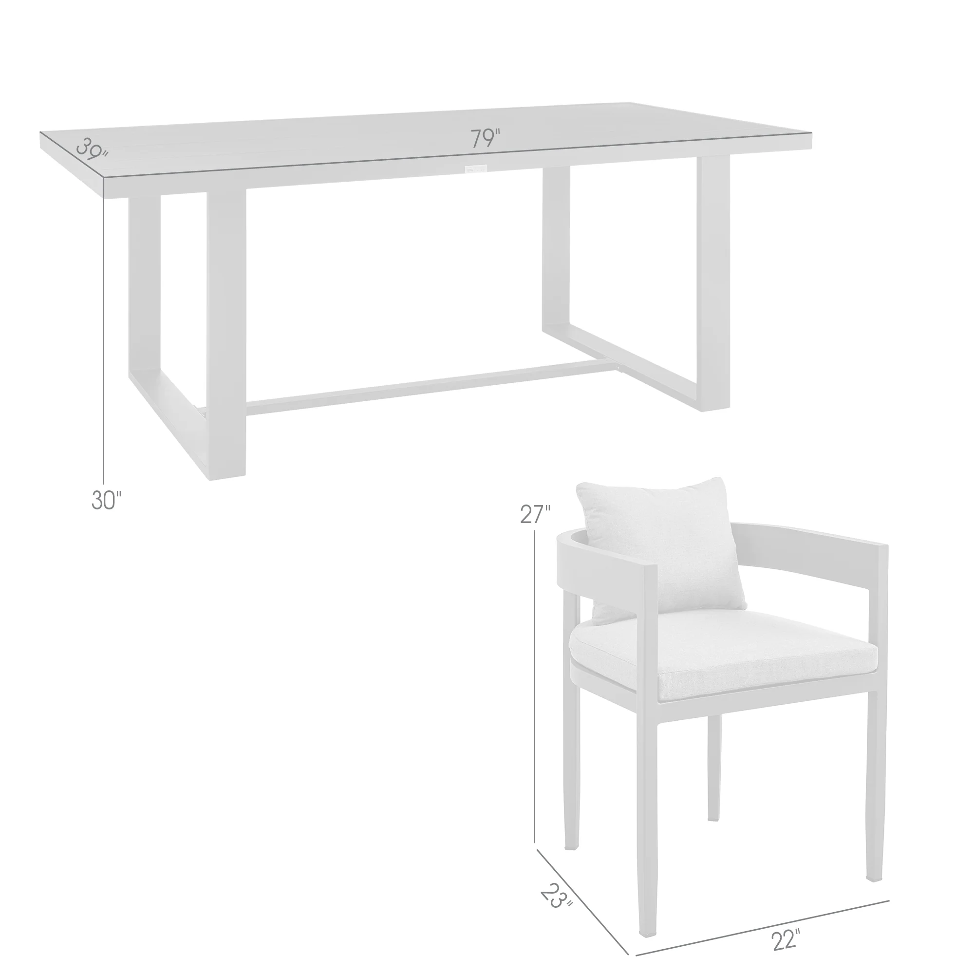 Argiope Outdoor Patio 7-Piece Dining Table Set in Aluminum with Grey Cushions By Armen Living - Image 9