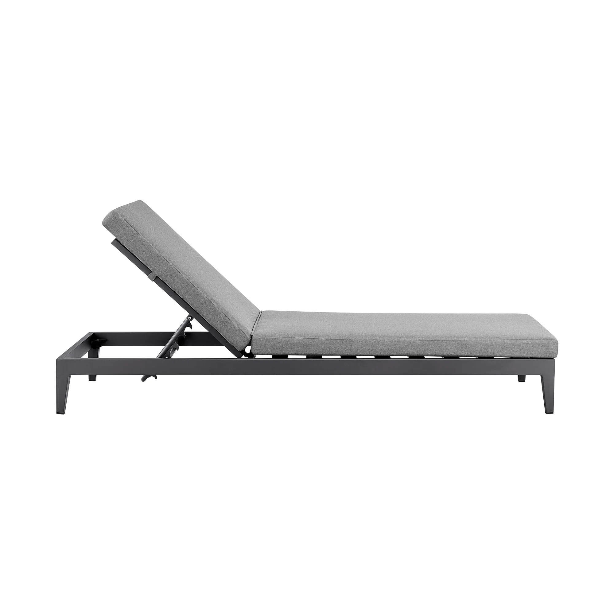 Argiope Outdoor Patio Adjustable Chaise Lounge Chair in Aluminum with Grey Cushions By Armen Living - Image 4