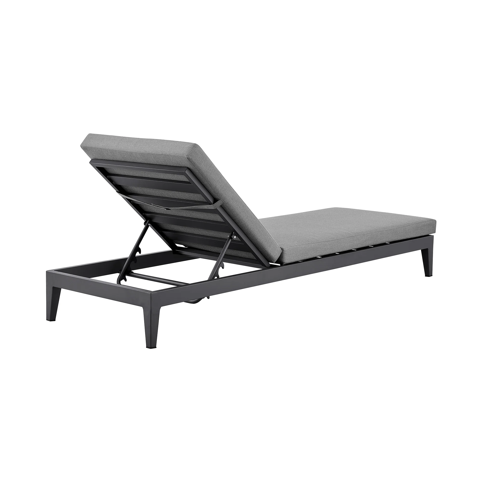 Argiope Outdoor Patio Adjustable Chaise Lounge Chair in Aluminum with Grey Cushions By Armen Living - Image 5