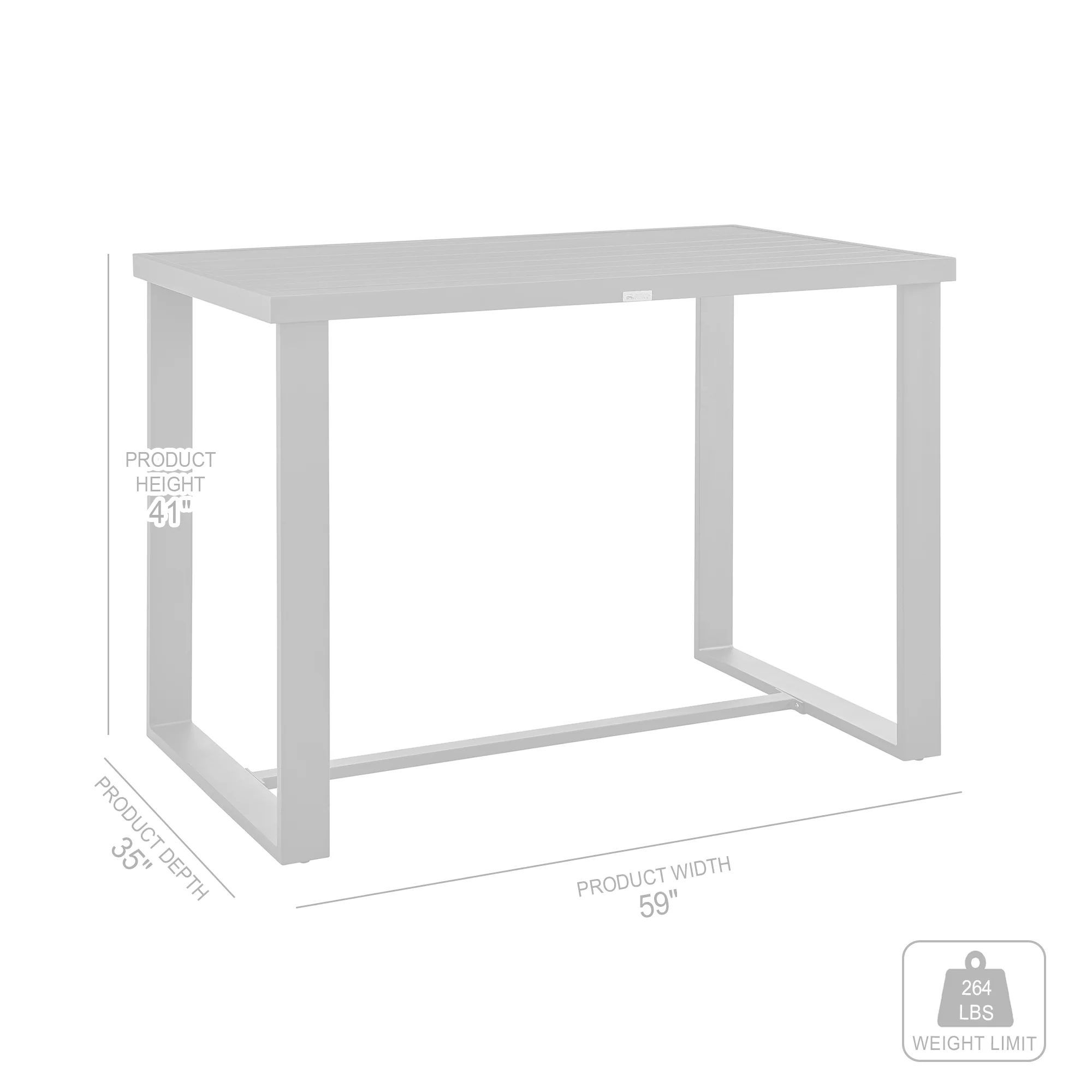 Argiope Outdoor Patio Bar Height Dining Table in Aluminum By Armen Living - Image 8