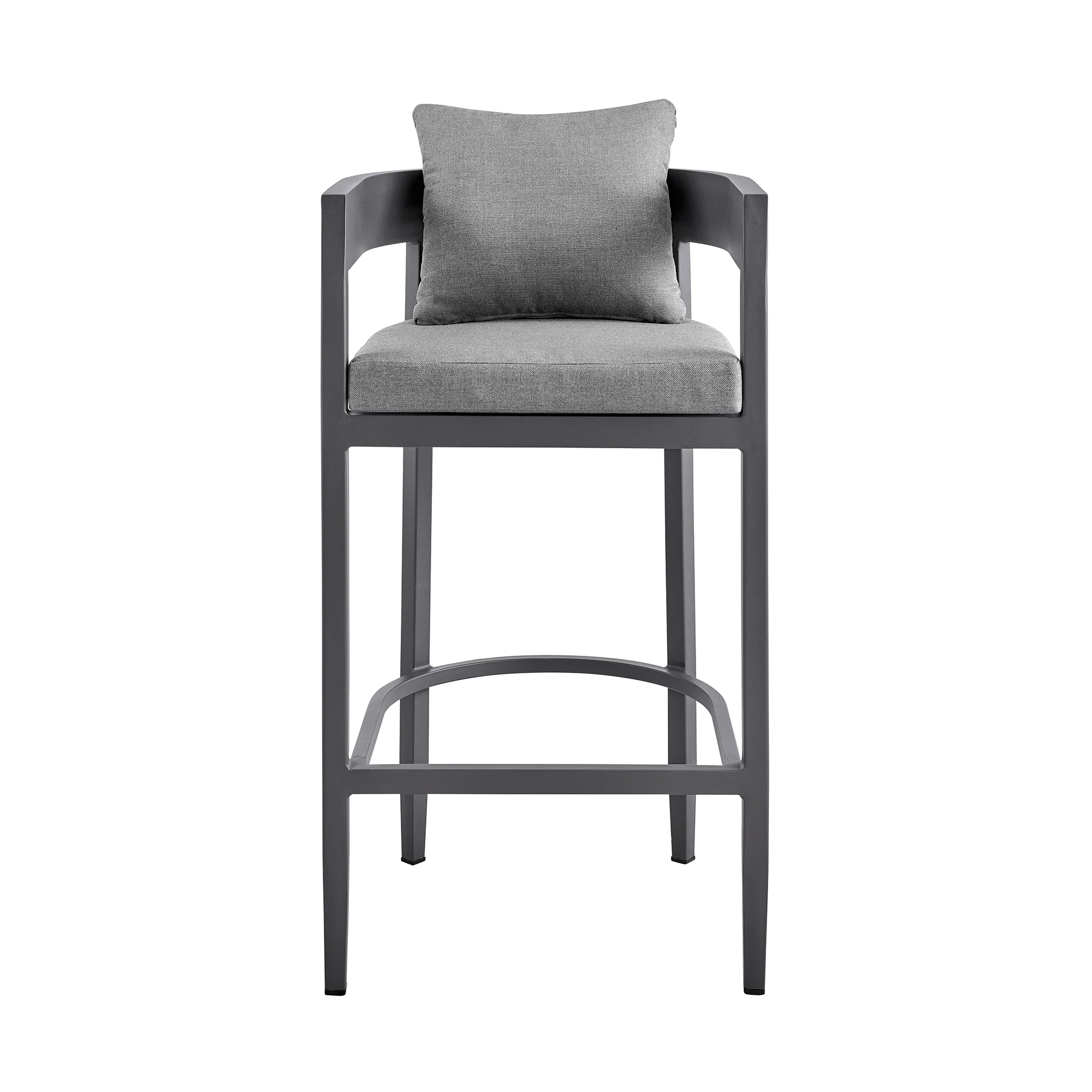 Argiope Outdoor Patio Bar Stool in Aluminum with Grey Cushions By Armen Living - Image 4