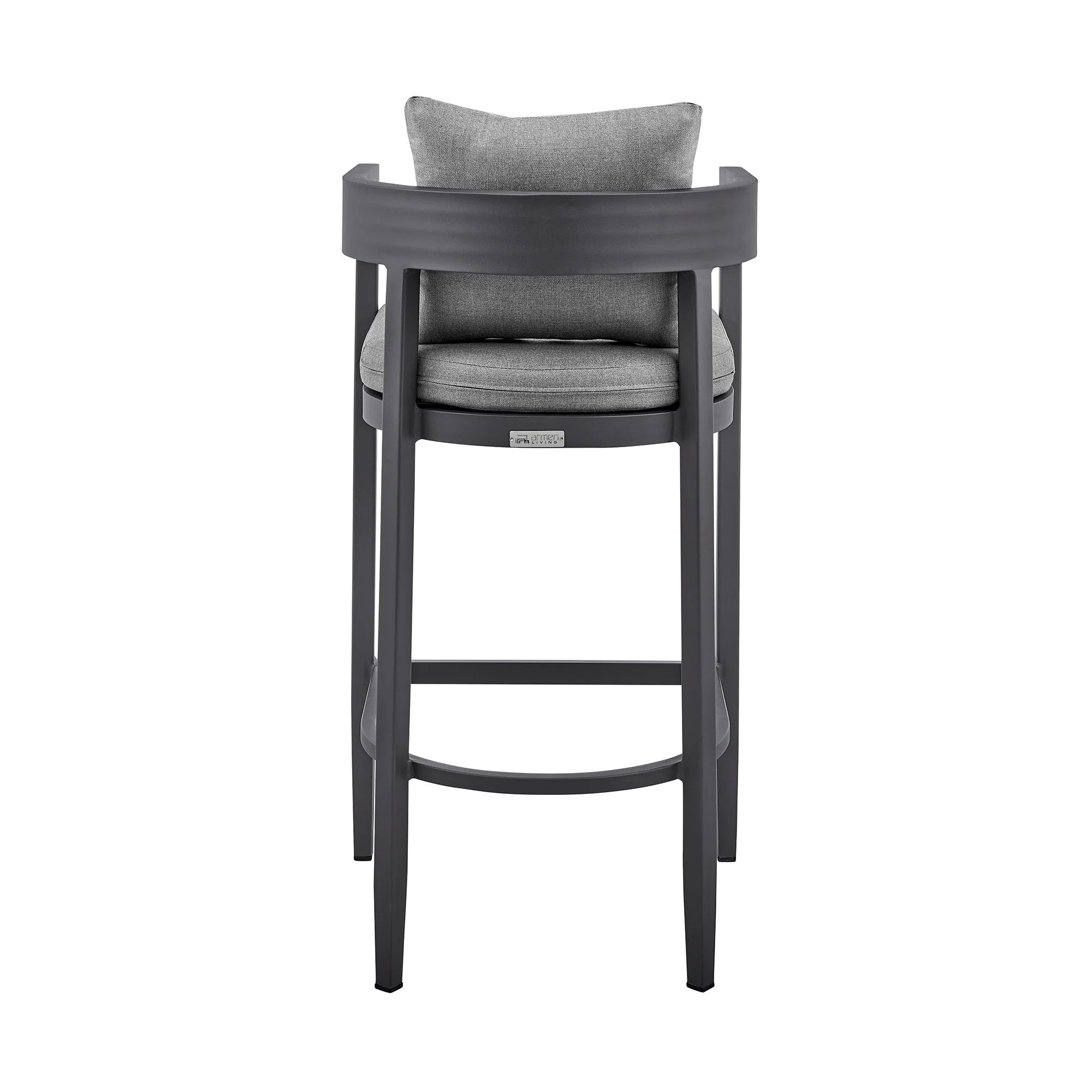 Argiope Outdoor Patio Counter Height Bar Stool in Aluminum with Grey Cushions By Armen Living - Image 7