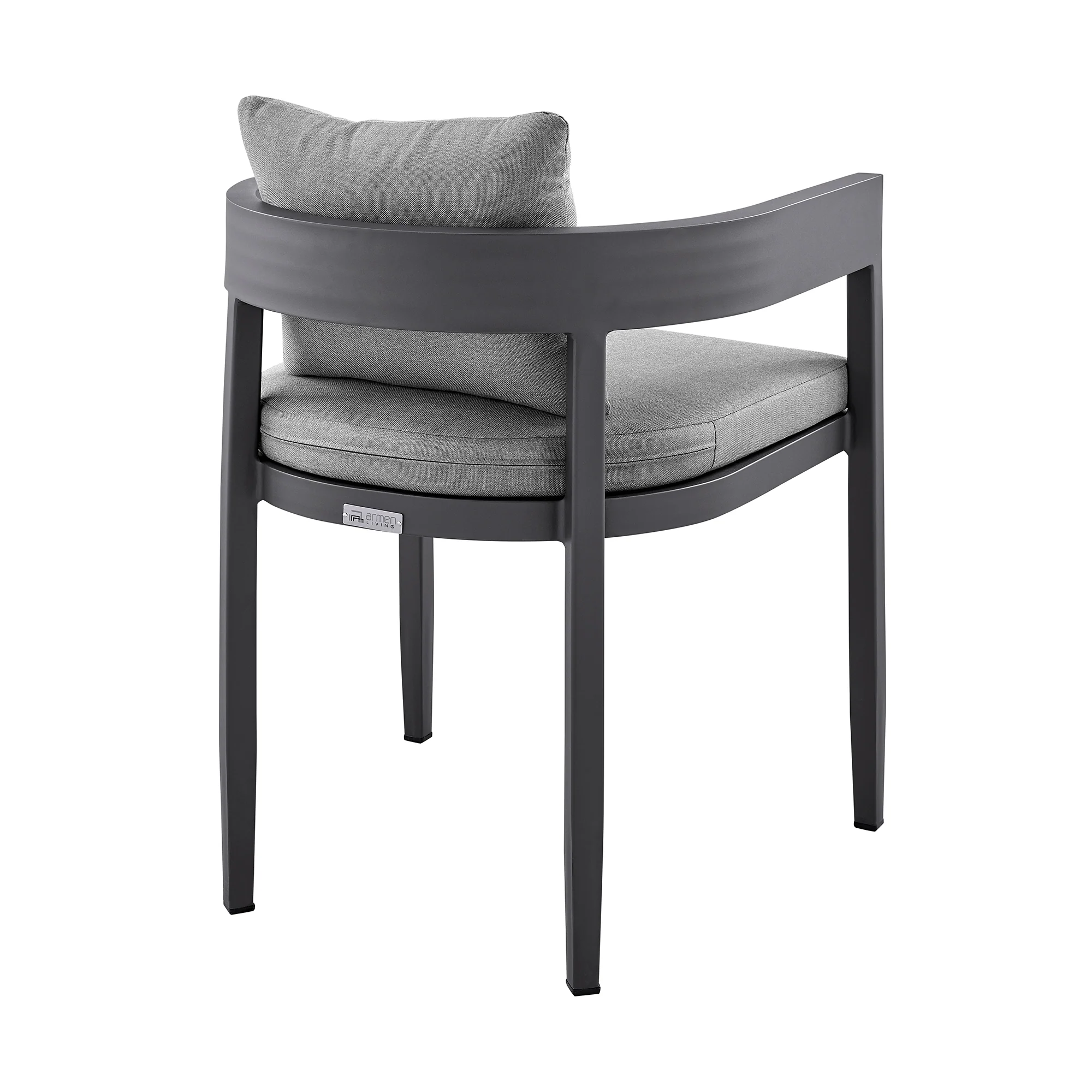 Argiope Outdoor Patio Dining Chairs in Aluminum with Grey Cushions - Set of 2 By Armen Living - Image 7