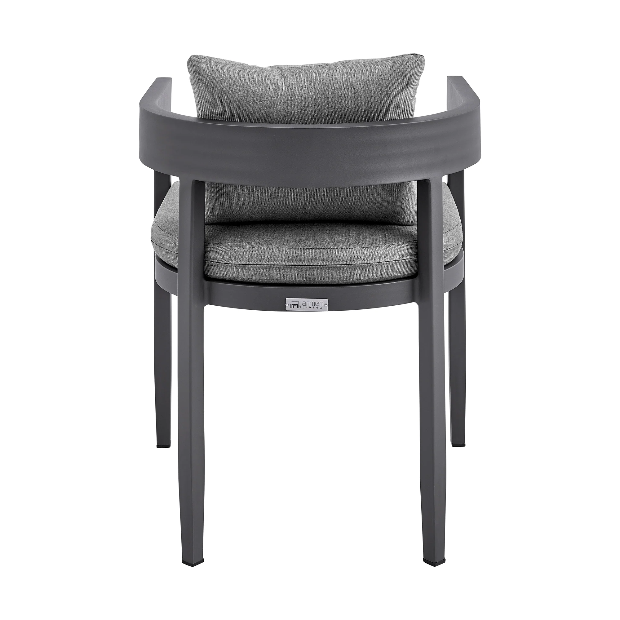 Argiope Outdoor Patio Dining Chairs in Aluminum with Grey Cushions - Set of 2 By Armen Living - Image 8
